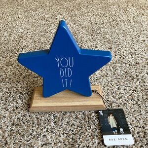 Rae Dunn "You Did It!” Blue Star Wood Base